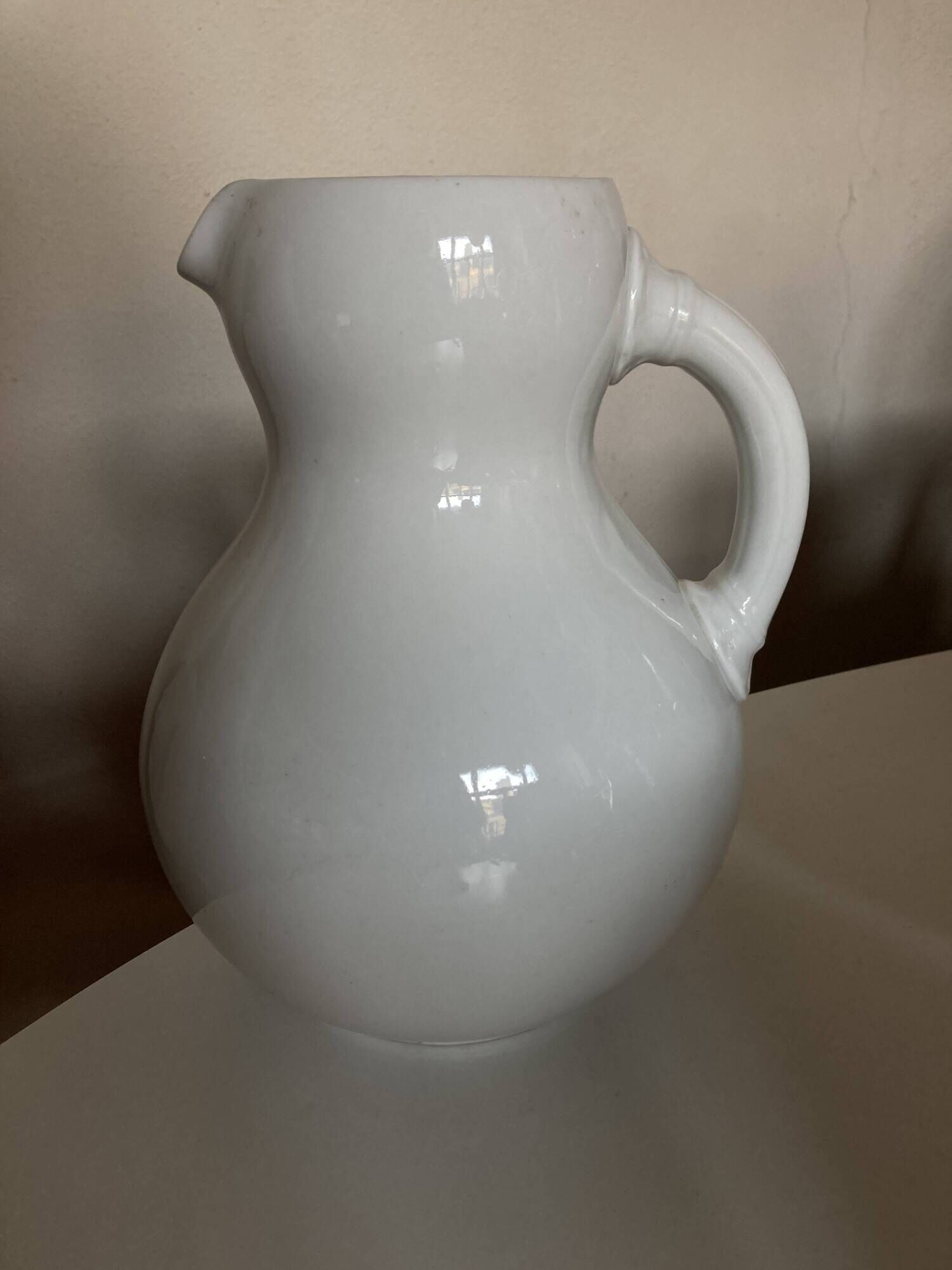 XXL white porcelain pitcher vase 19th century