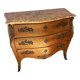 Curved Louis XV style commode with marquetry + marble top