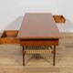 Mid-Century Teak & Rattan Coffee Table, Denmark, 1960s