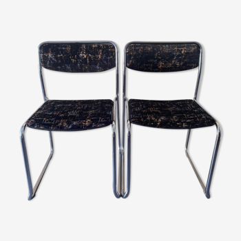 Lot de 2 chaises rénovées en velours noir