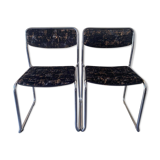 Set of 2 renovated black velvet chairs