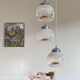 Lustre suspension cascade 3 glass globes Murano Mazzega