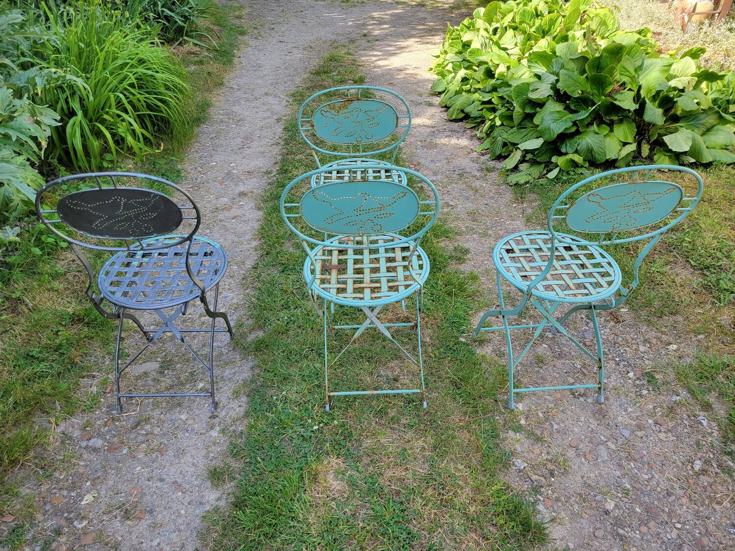 Wrought iron folding garden chairs
