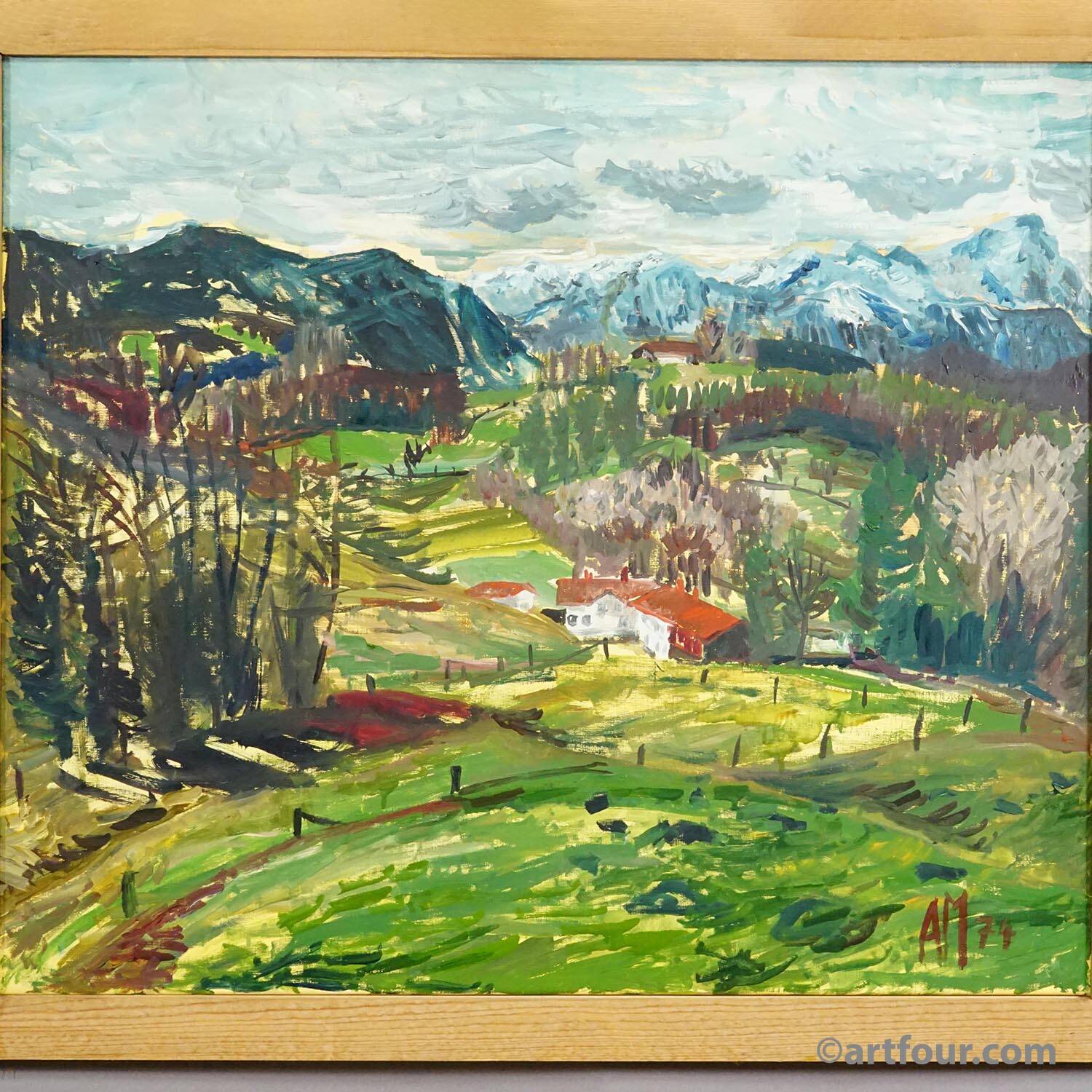Oil painting by Alexander Michael – Landscape near Dietramszell, 1974