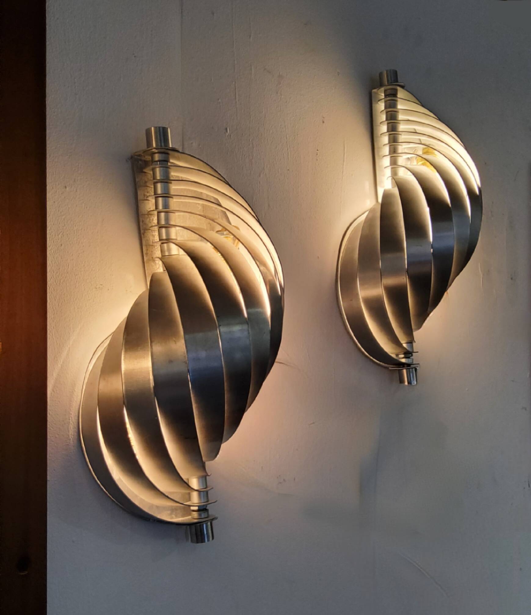 Pair of spiral wall lights 1970