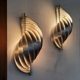 Pair of spiral wall lights 1970