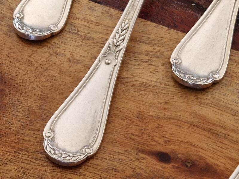 Christofle Set of 6 Lauriers model table spoons in silver-plated metal