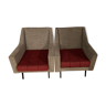 Deux fauteuils gris et rouge