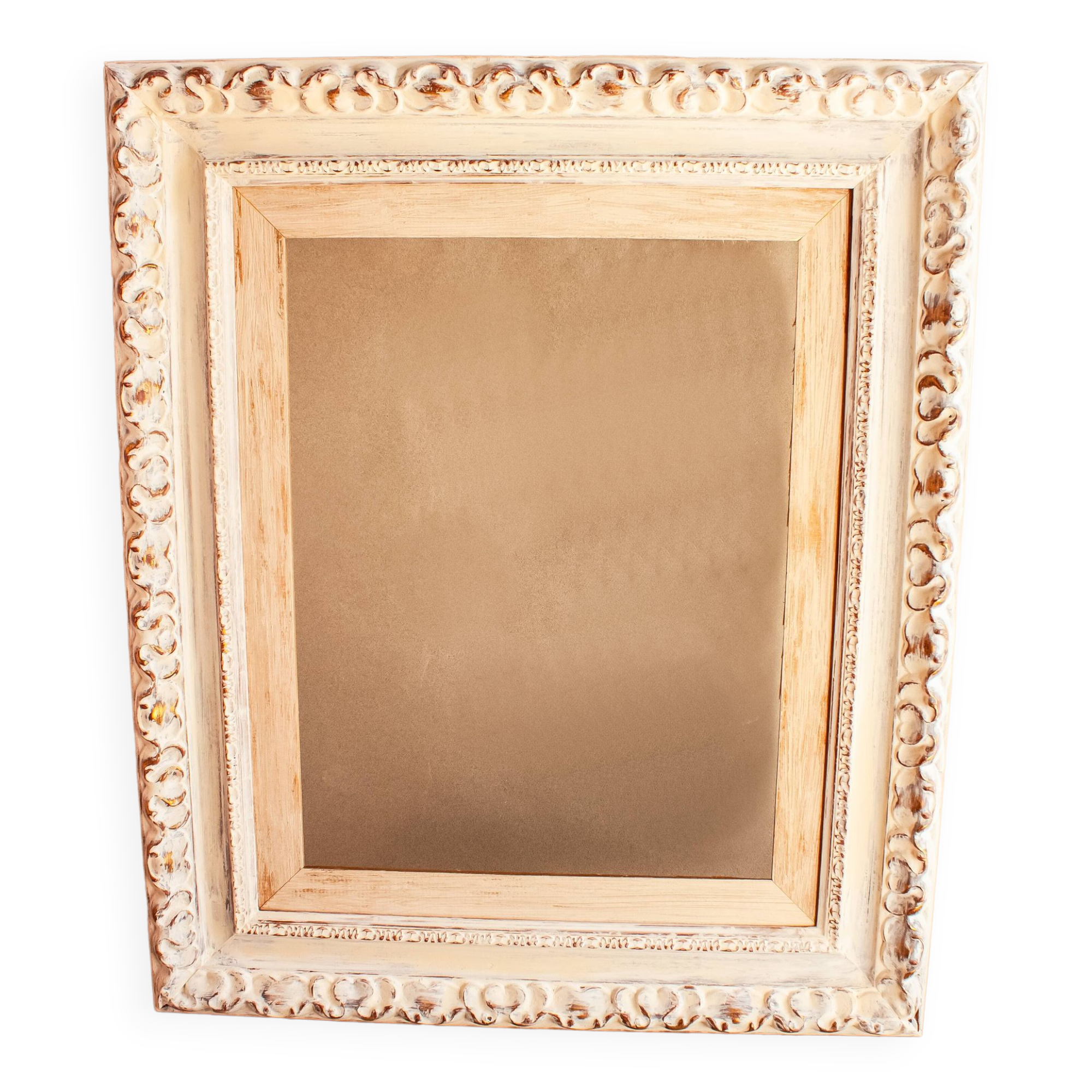 Exclusive carved wooden frame. Stripped vintage frame.