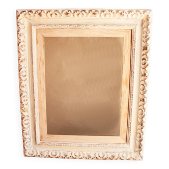Exclusive carved wooden frame. Stripped vintage frame.