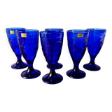 6 vintage LUMINARC France cobalt blue ice cream cups, "gourmet" model