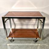 Italian rolling dessert table with two trays decorated with pink travertine