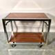 Italian rolling dessert table with two trays decorated with pink travertine