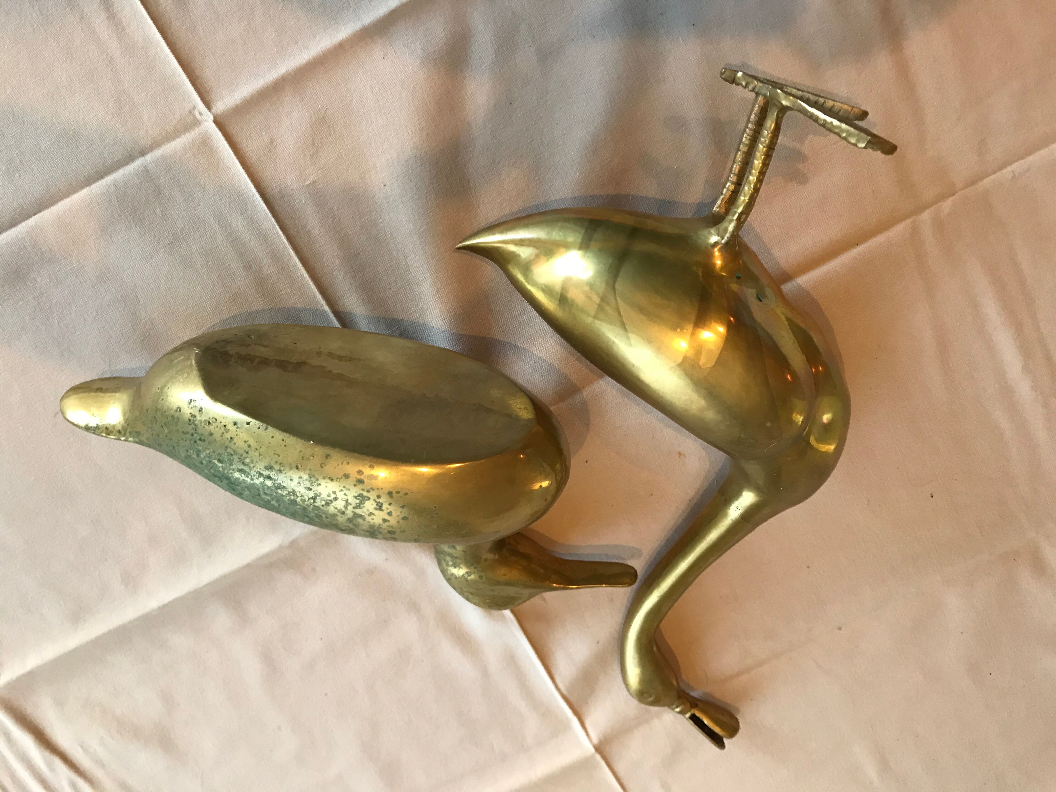 Paire de canards en laiton