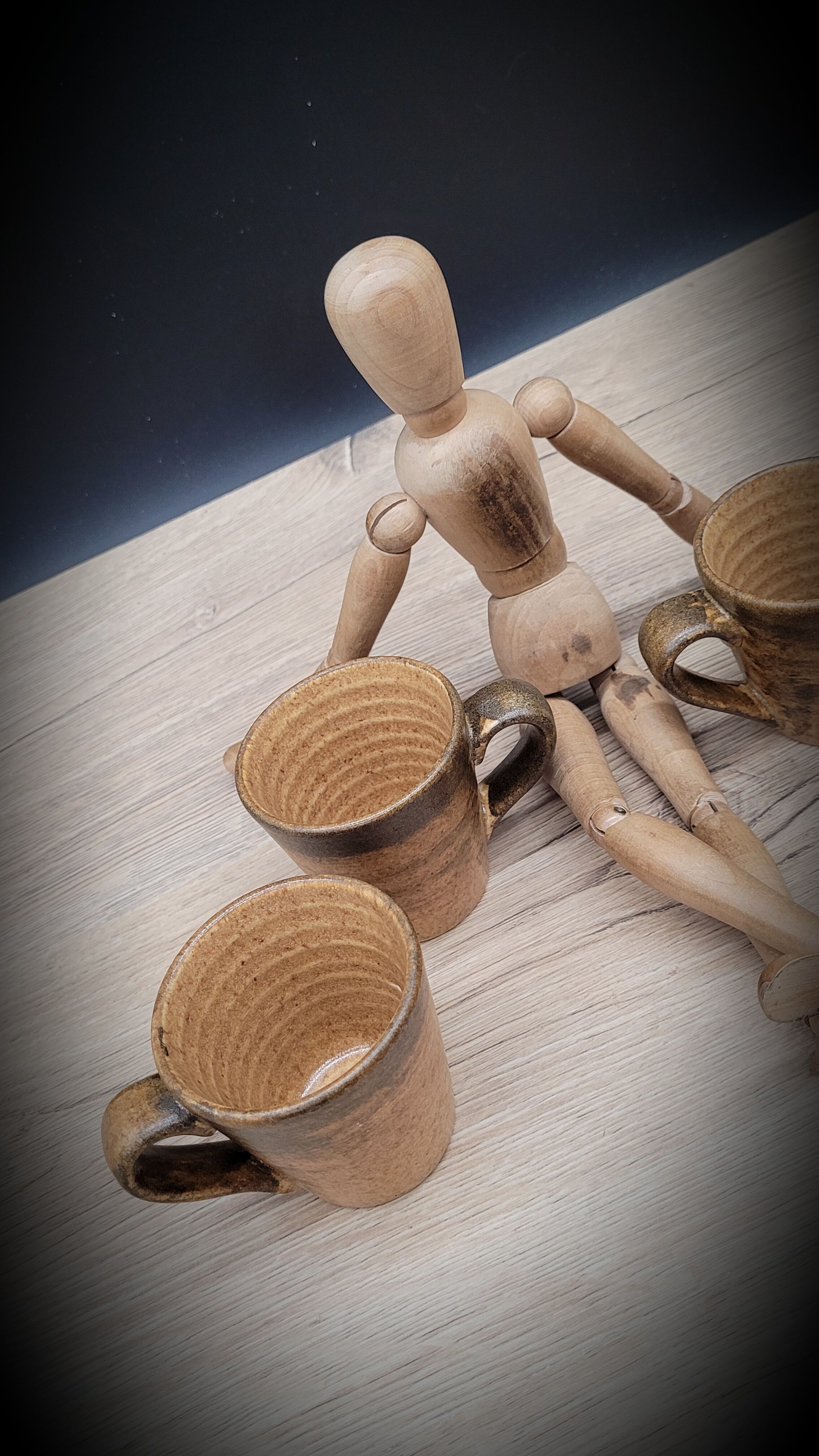 Set of 4 cups coffee stoneware