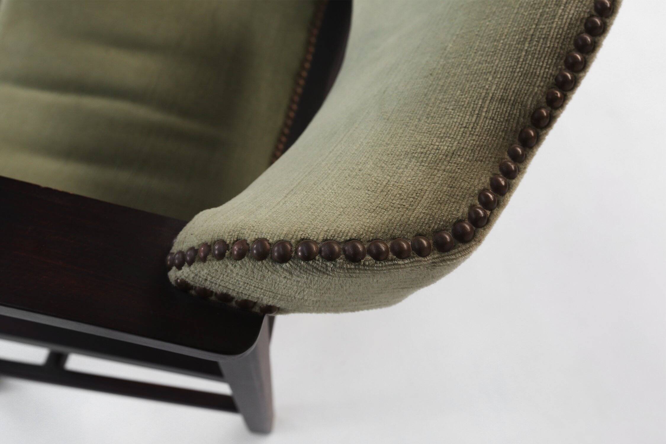 Art Deco Armchair in Black Lacquered Wood and Green Velvet, Belgium 1930s