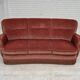 1970s, 3-seater Danish curved sofa, pink furniture velour.