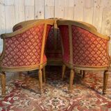 Salon corbeille en bois doré de style Louis XVi