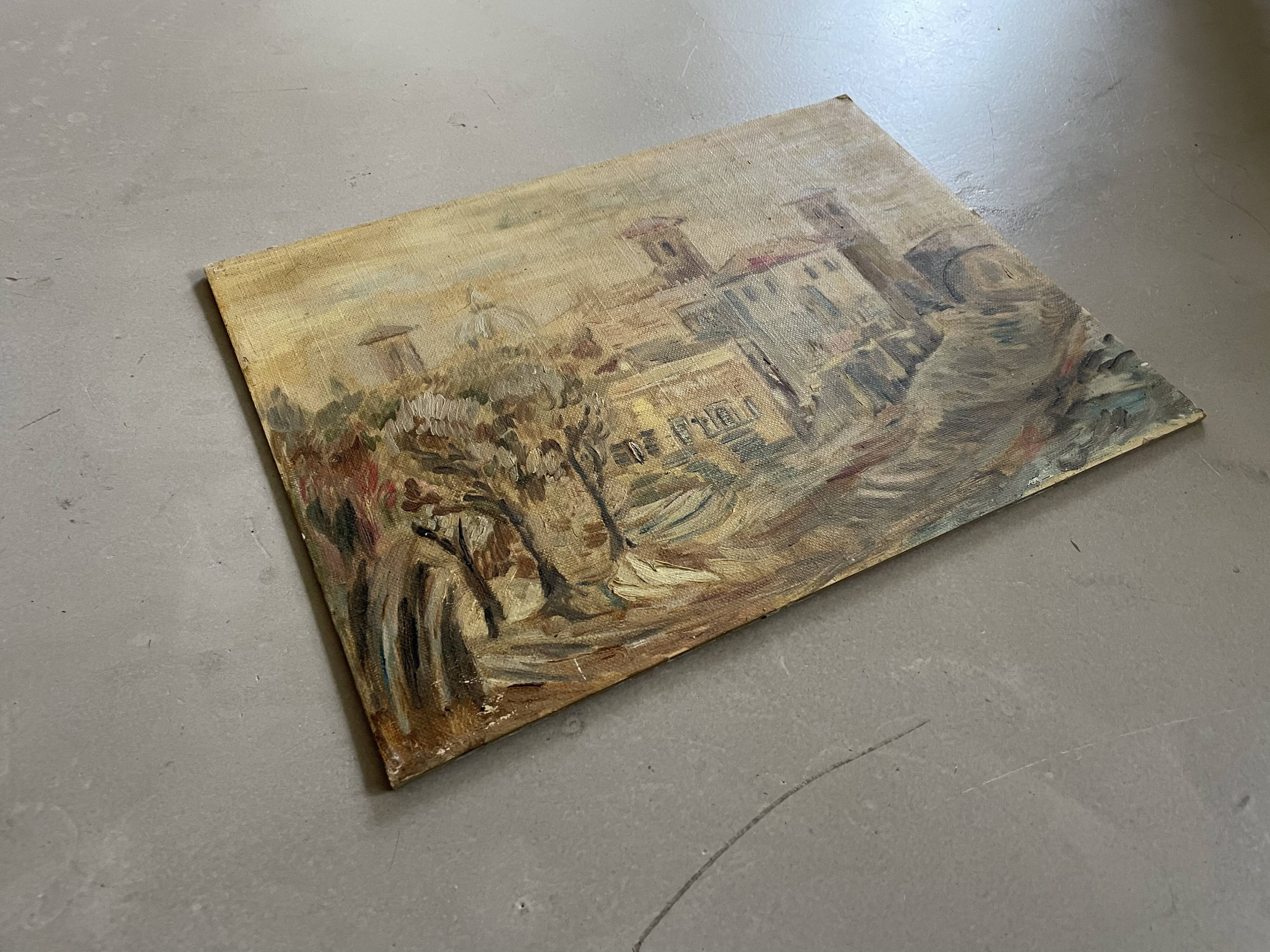Old painting on cardboard