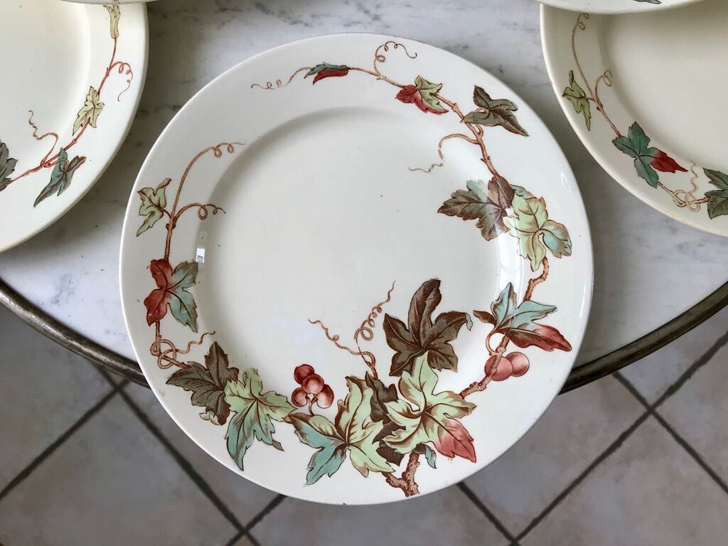 set of 8 dessert plates Terre de Fer Lunéville model Lier XIXth