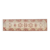 Tapis de couloir Oushak vintage en laine fait main beige et rose