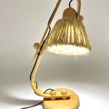 Lampe articulée en bois et corde, années 70