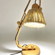 Articulated lamp in wood and rope, 1970s