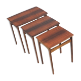 Danish vintage rosewood nesting tables / set of 3 side tables made in the 60s