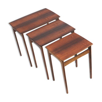 Danish vintage rosewood nesting tables / set of 3 side tables made in the 60s