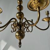 Small golden Dutch chandelier with 6 arms of light
