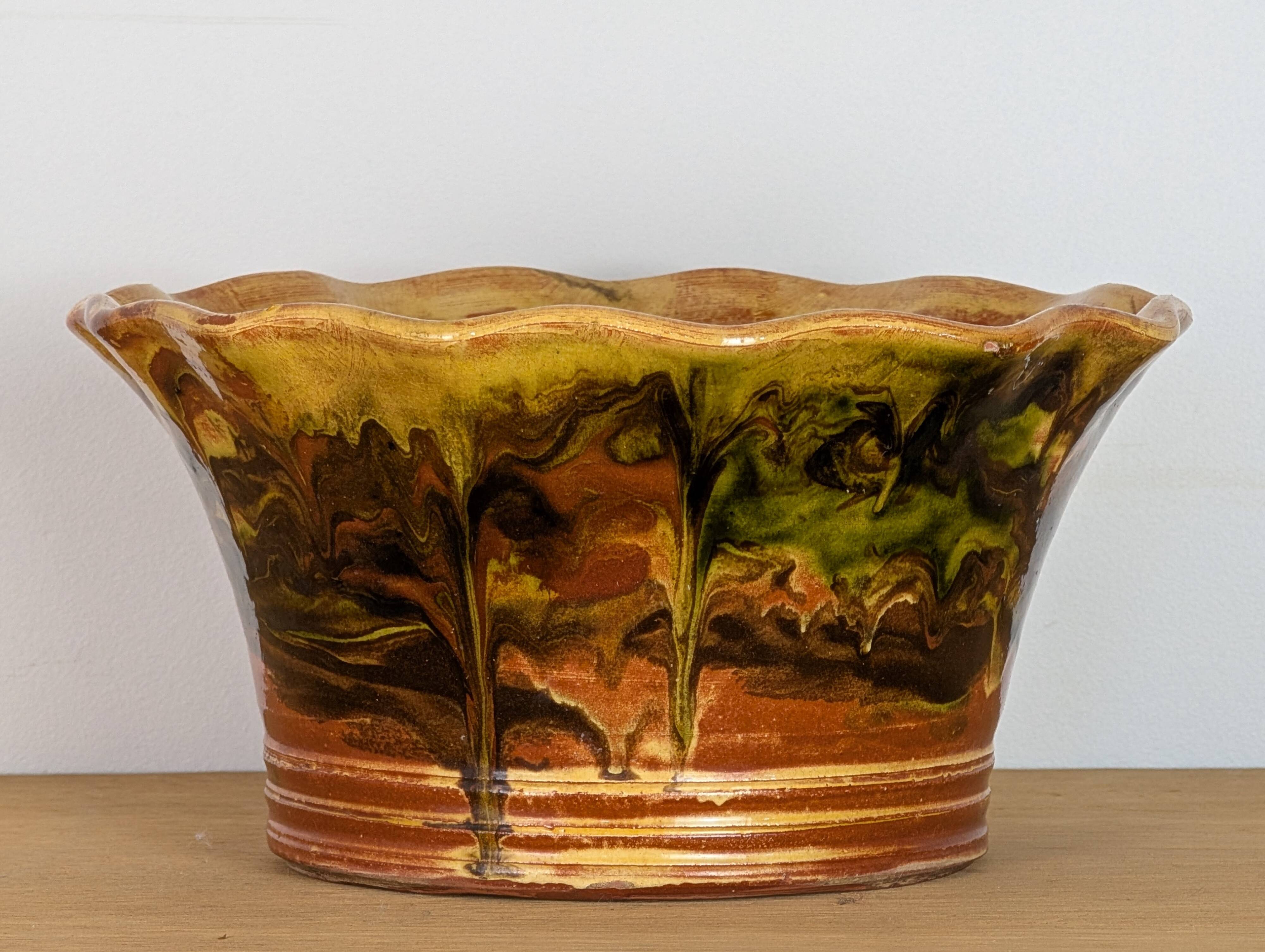 Glazed earthenware planter