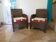 2 woven rattan and wood armchairs, 1980s
