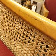 Paire de fauteuils vintage en bois et cannage – 1980