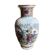 Old Chinese vase white ceramic decor scene vintage characters