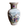 Ancien vase chinois céramique blanche décor scène personnages vintage