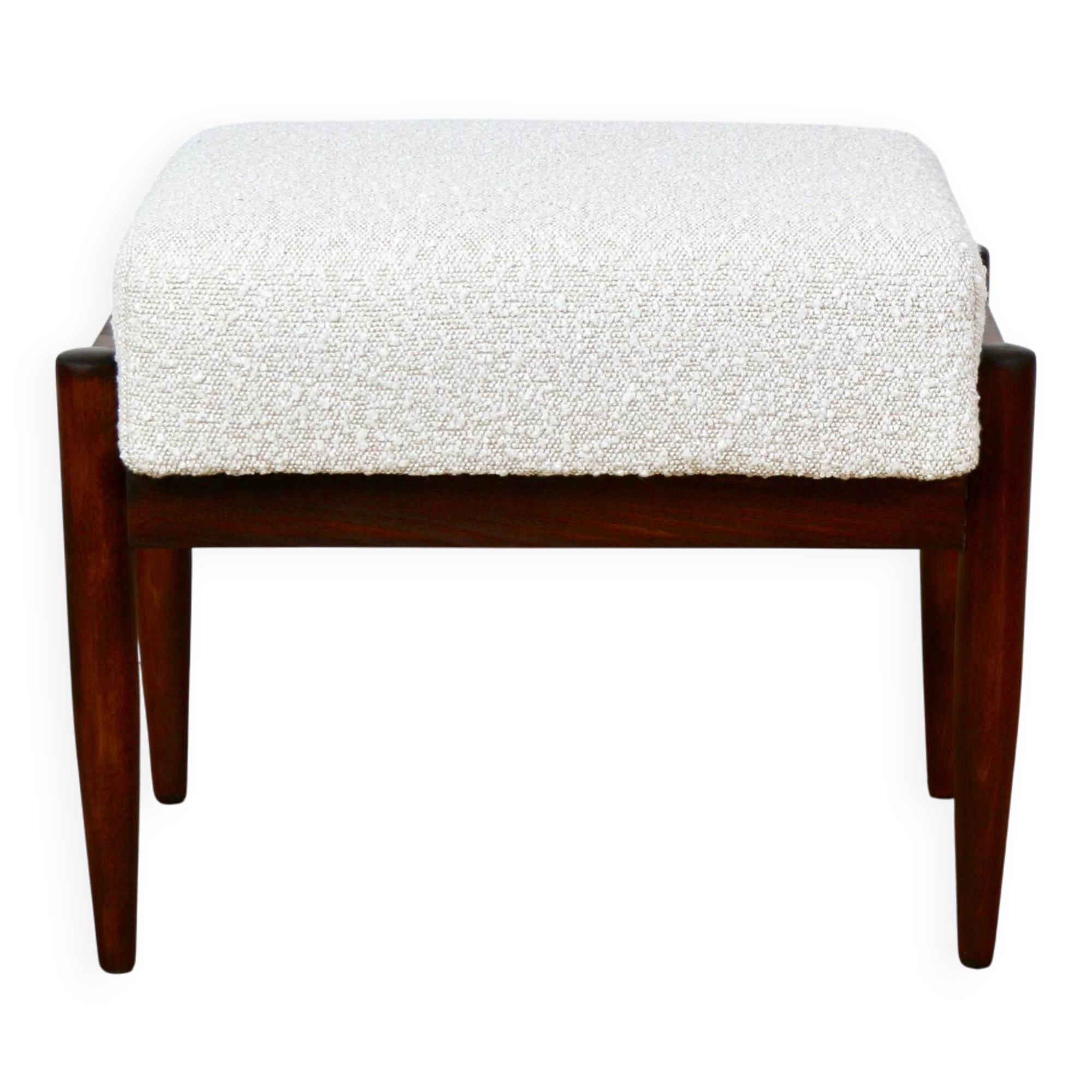 Edmund Homa stool, cream ivory white boucle seat - 2 pieces available