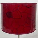 Lampe sur pieds ancienne rouge en laiton nickelé socle plomb