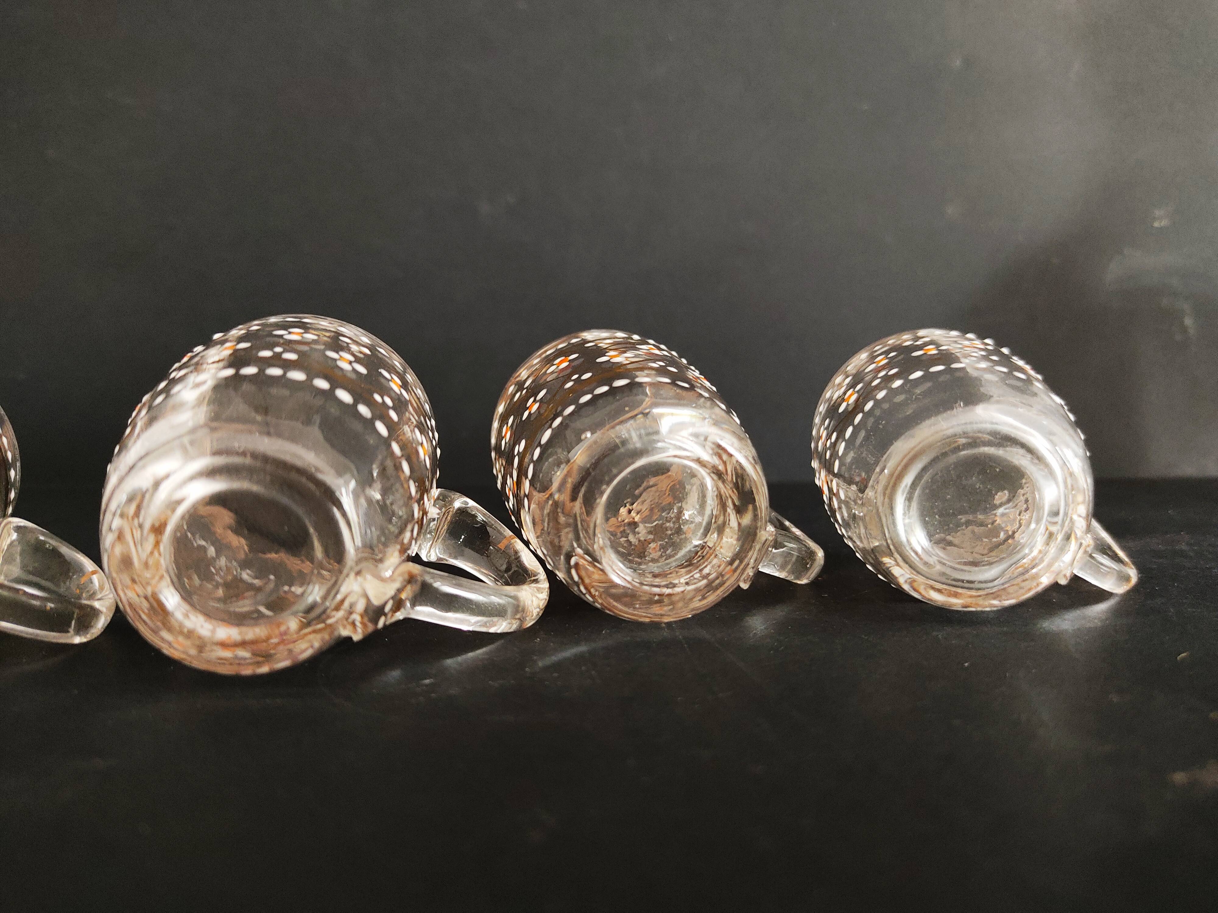 19th carafe liqueur service and 7 glasses