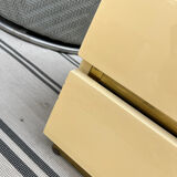 Vintage Bedside Table Jean-Claude Mahey - Beige Lacquer & Brass (Year)