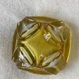 Cendrier vintage en verre bicolore jaune