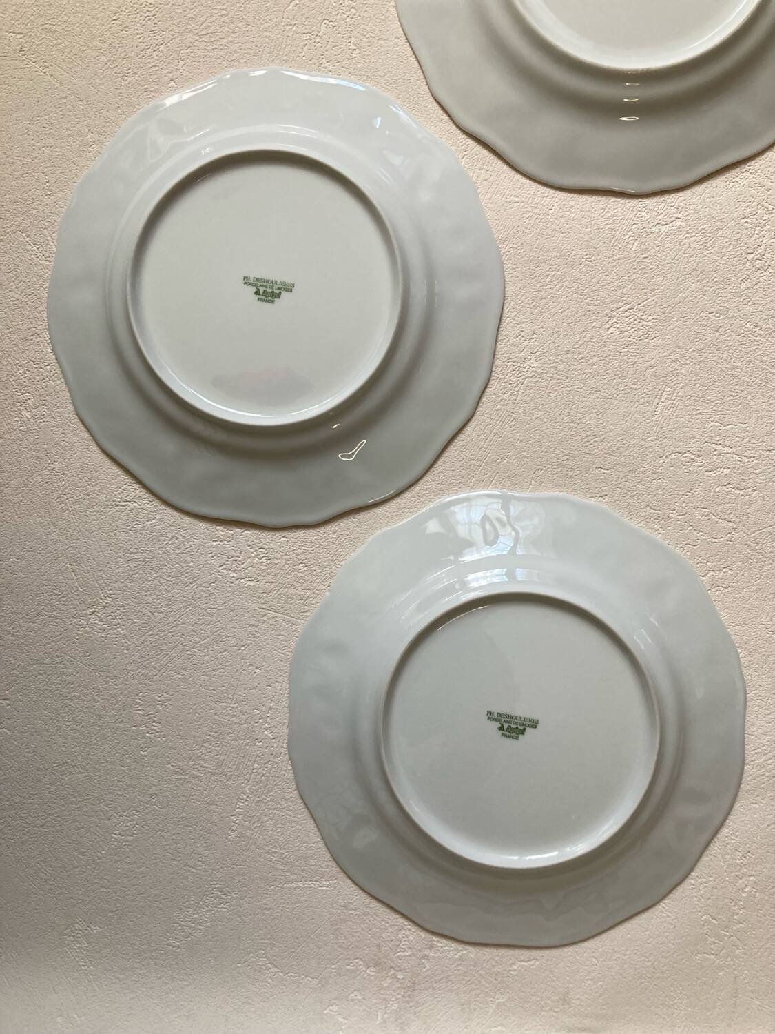 4 Limoges porcelain dinner plates Philippe Deshoulières California model