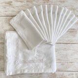 Nappe ancienne  broderie anglaise et ses 12 serviettes - 230x145 cm - Lin