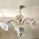 Murano chandelier with 3 iridescent flowers, 1980.
