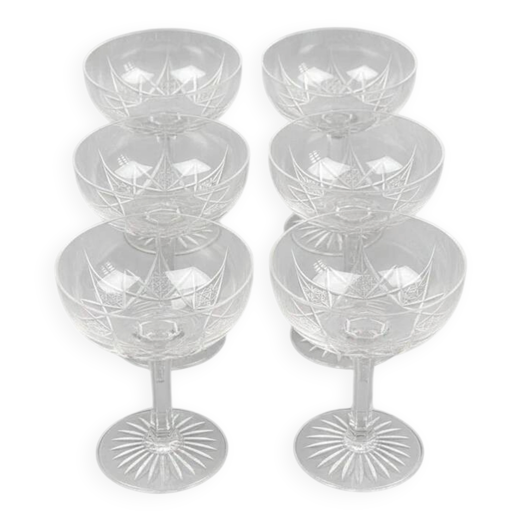 Baccarat, Epron service, set of 6 champagne glasses, lot no. 2