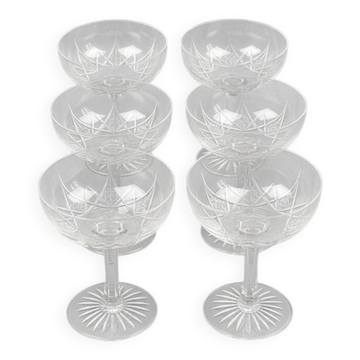 Baccarat, Epron service, set of 6 champagne glasses, lot no. 2