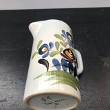Former pitcher quimper gf ceramics white decor painted flowers - anse vintage