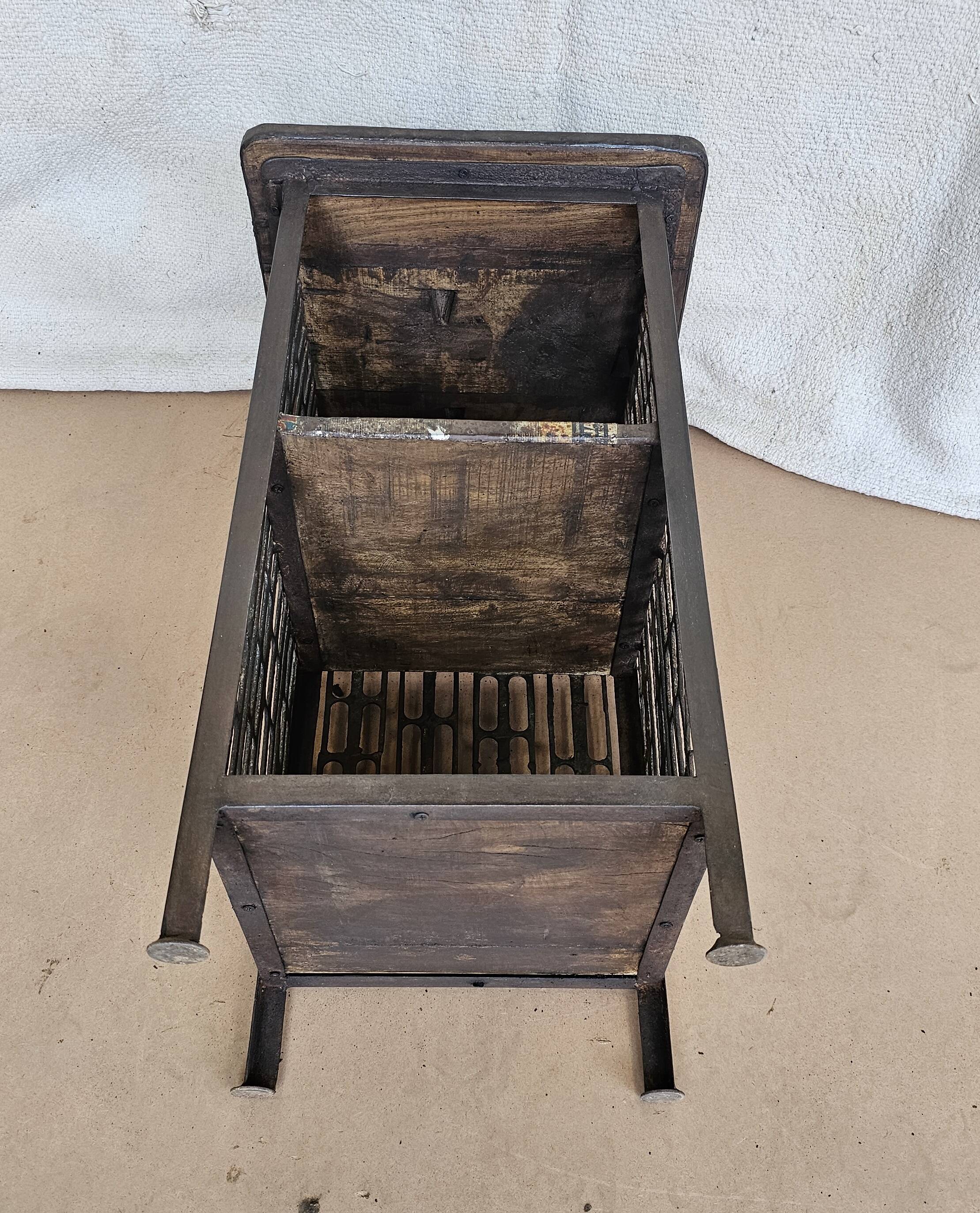 Bedside table - wrought iron and teak side table