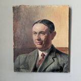 oil on canvas vintage portrait of an old man from the 20th century