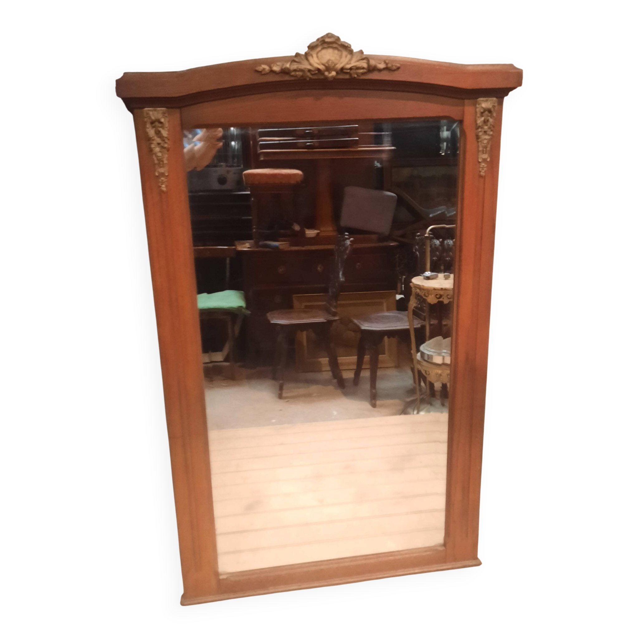 Mirroir biseauté, cadre en bois
