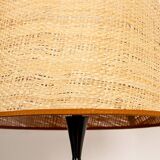 Danish keel-shaped table lamp in teak and ebony by Fog & Morup.